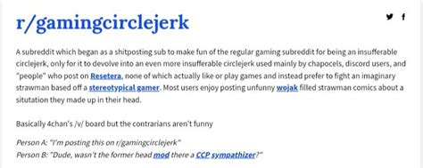 reddit circlejerk|Urban Dictionary: r/gamingcirclejerk.